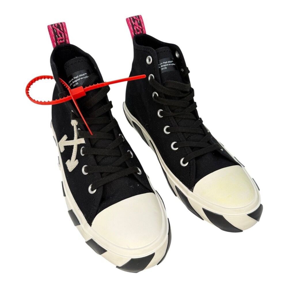 Off White C/O Virgil Abloh High Top Sneakers 44 Black 10.5 - 11